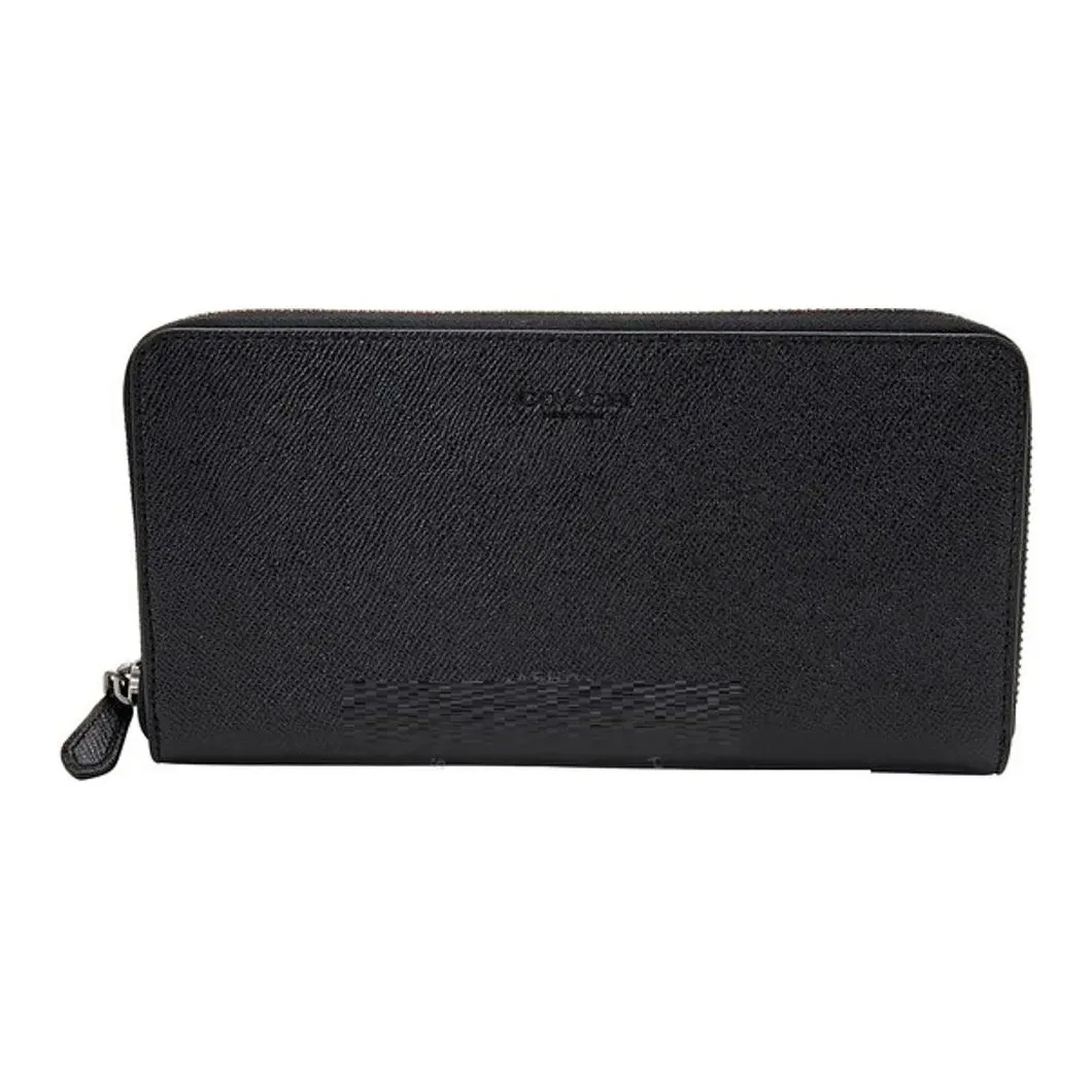COACH Travel Wallet Крестообразная текстура Кожа Кошелек Обычный Мужской Черный