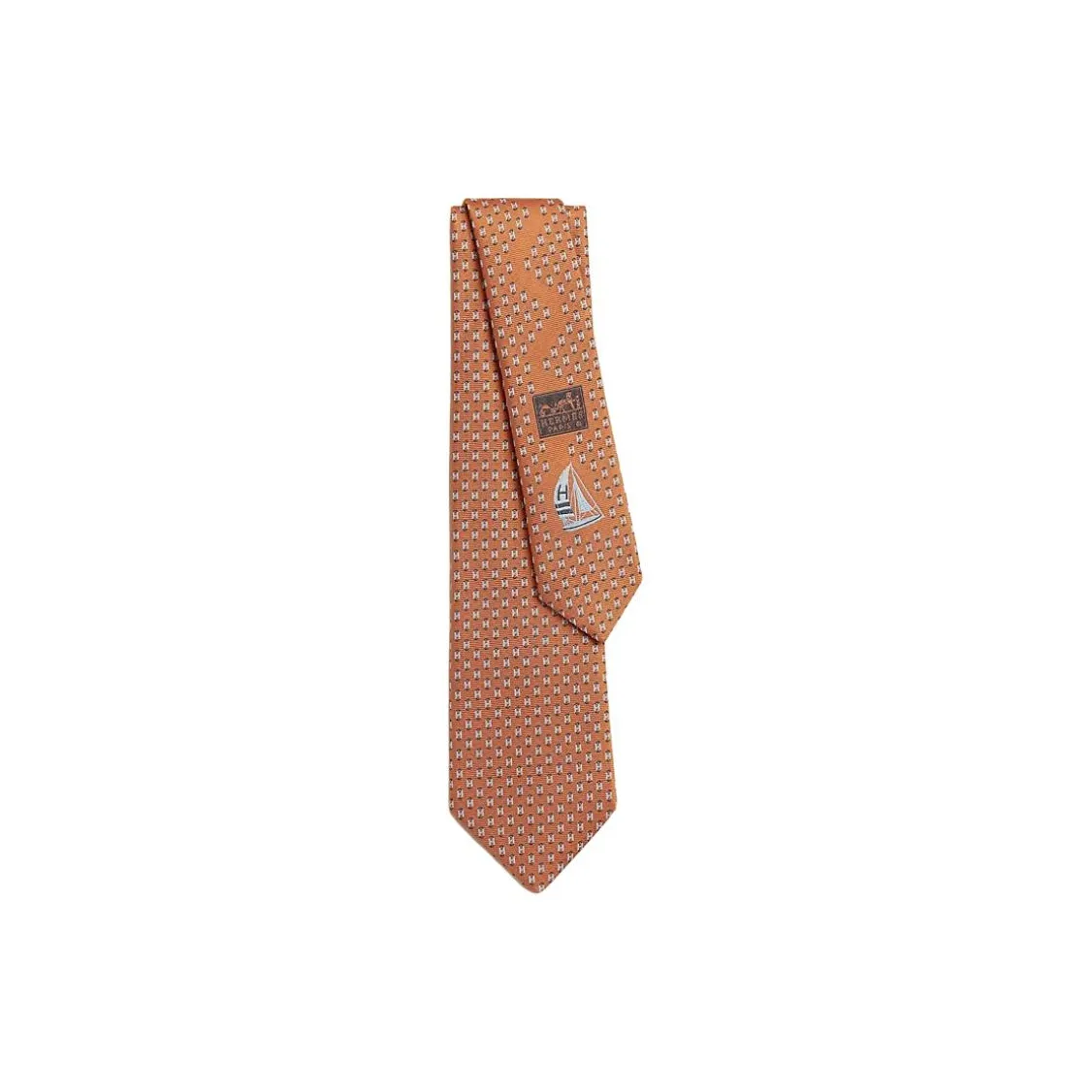 HERMES Silk, Mulberry Silk Ties Men's Orange