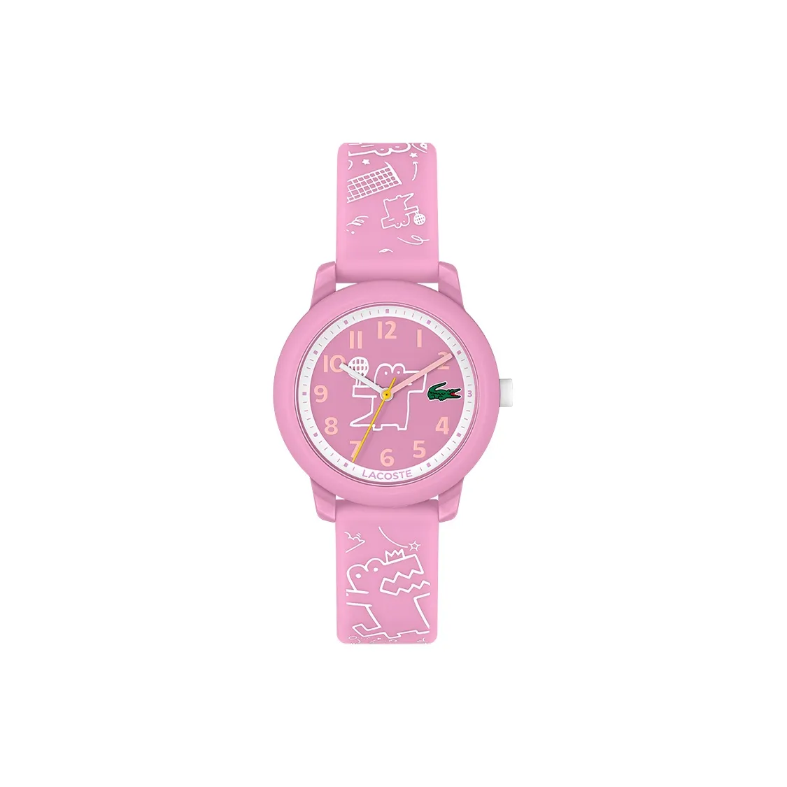 LACOSTE 12,12 Collection Наручные часы Кварцевый механизм Силиконовый ремешок Розовый циферблат Детские