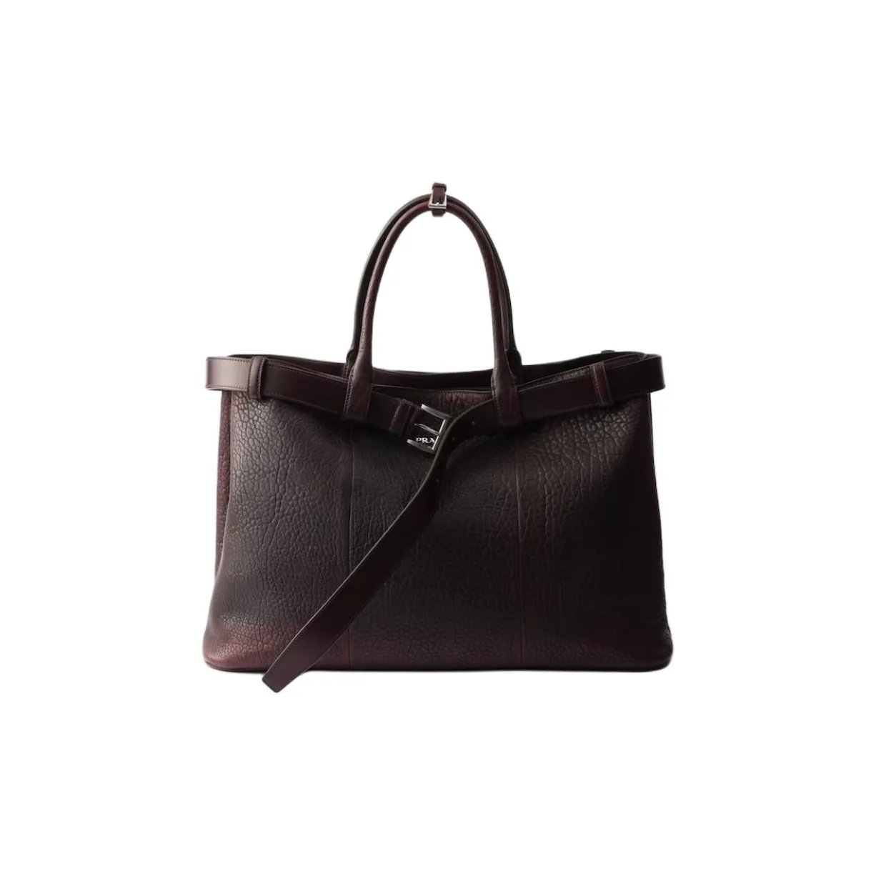 PRADA Sheepskin Handbag Unisex Brown