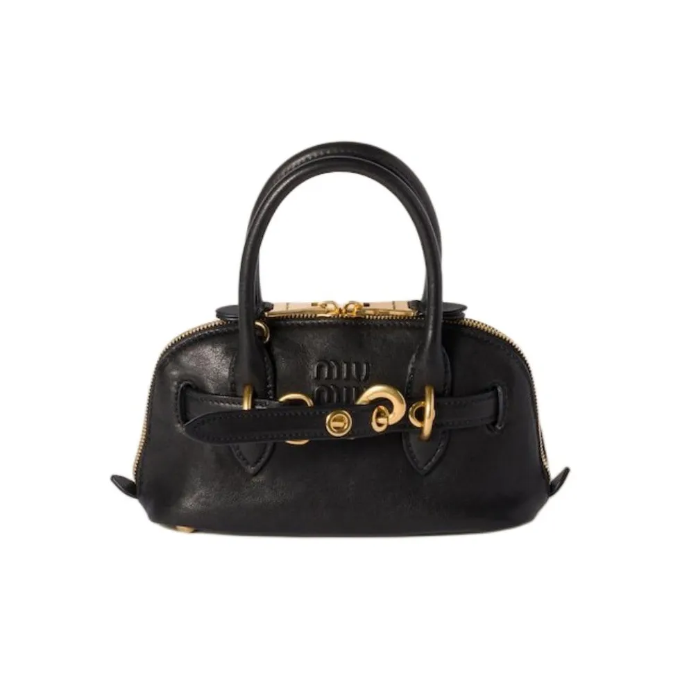 MIU MIU Aventure Lambskin Shoulder Bag Crossbody Bag Handbag Mini Women's Black
