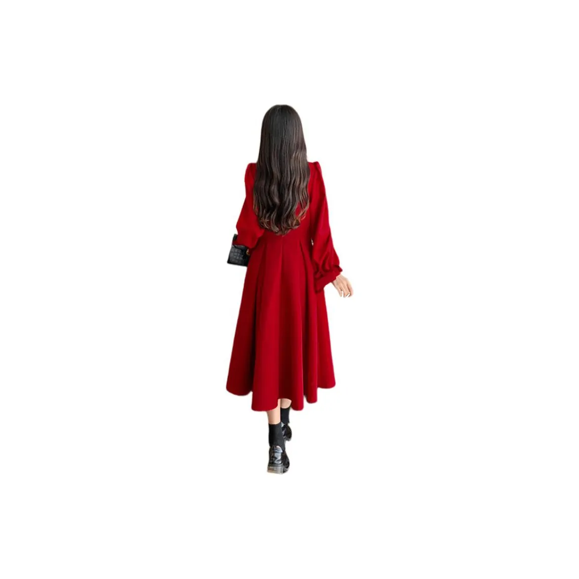 SECFLY OFFICIAL Long Sleeved Dress Women's Burgundy