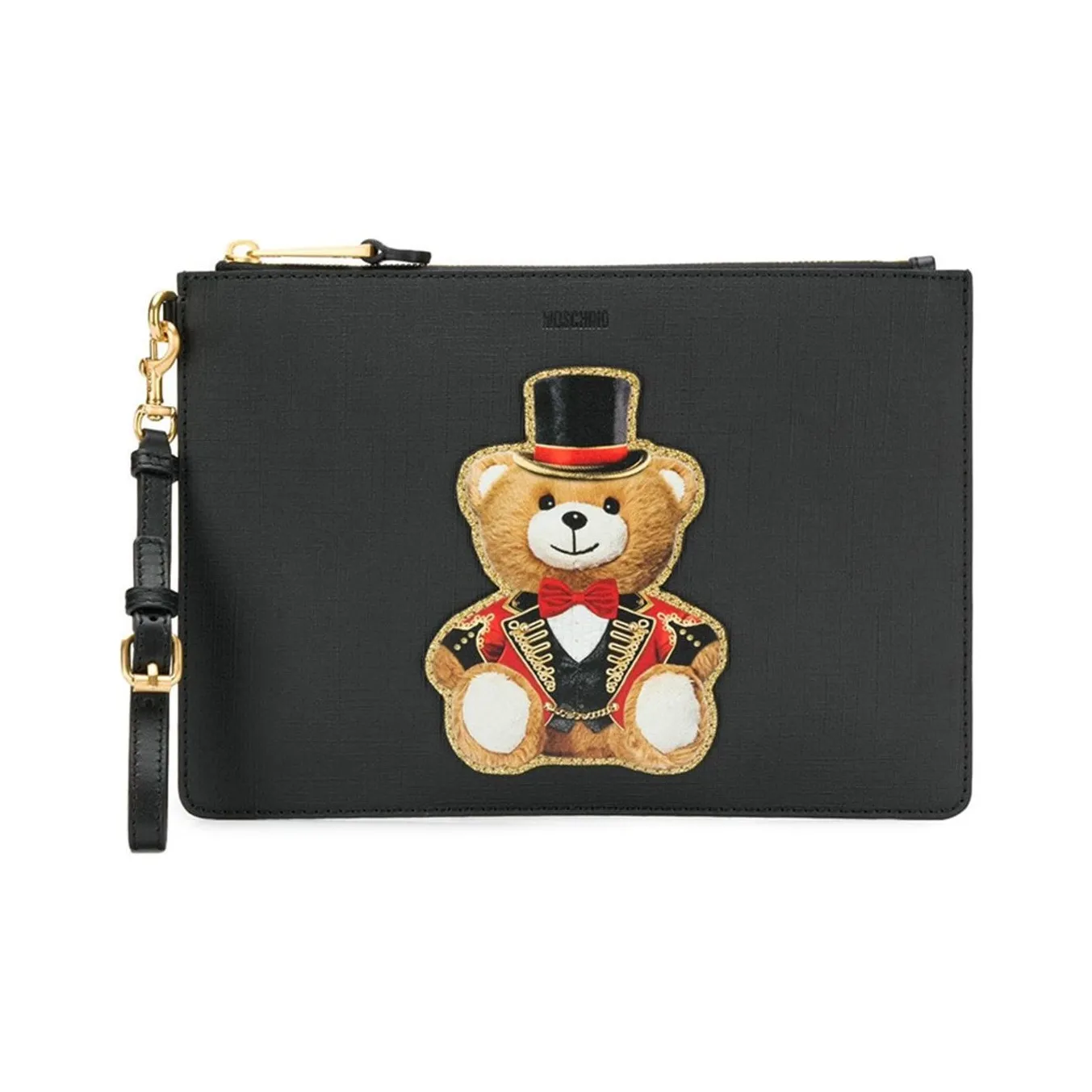 MOSCHINO Кошелек из коровьей кожи клатч женский черный