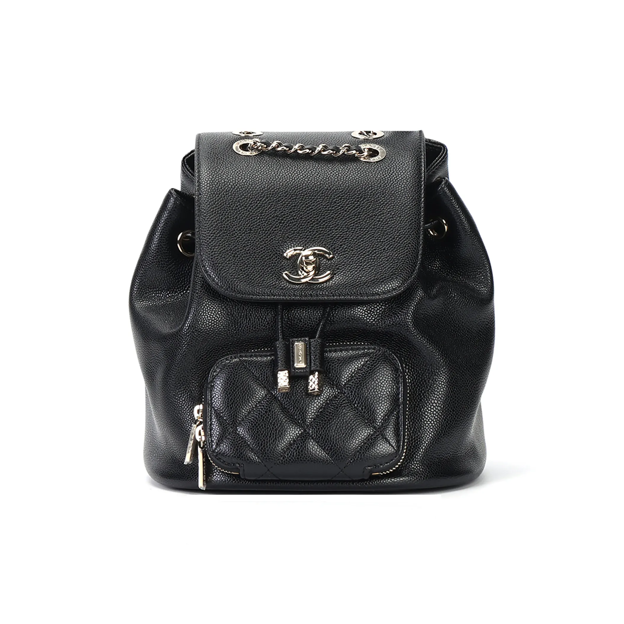 CHANEL Cow Leather Backpack Trumpets Women's Black