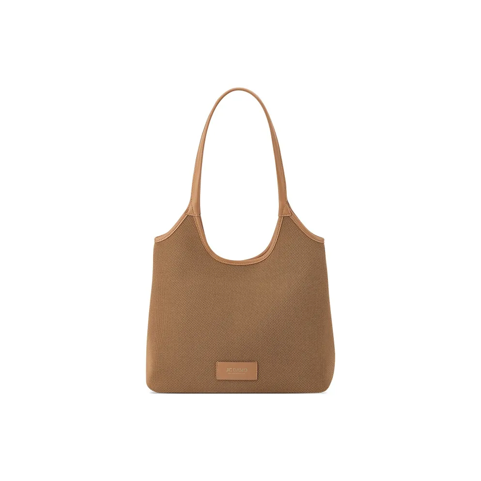 JC DAMO Eco Friendly Yarn Shoulder Bag Women's Camel/Black