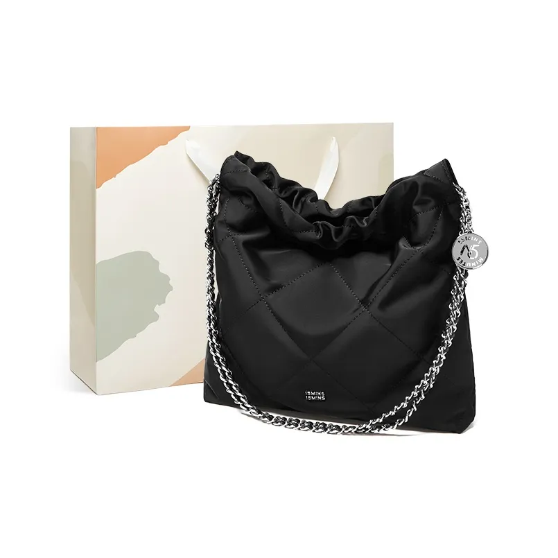 15 MINS Fabric Chain Bag Trash Bag Crossbody Bag Shoulder Bag Regular Compagnon's Midnight Black