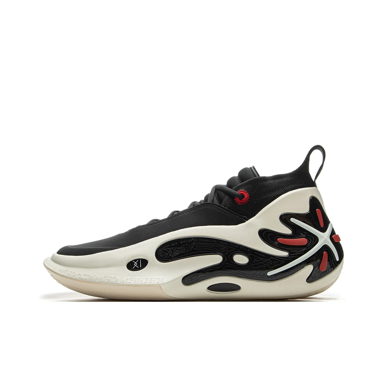 LiNing Wow11 Cushioning Anti Slip And Wear Resistant Lightweight Rebound Mid Top Basketball Shoes Men
s Black
