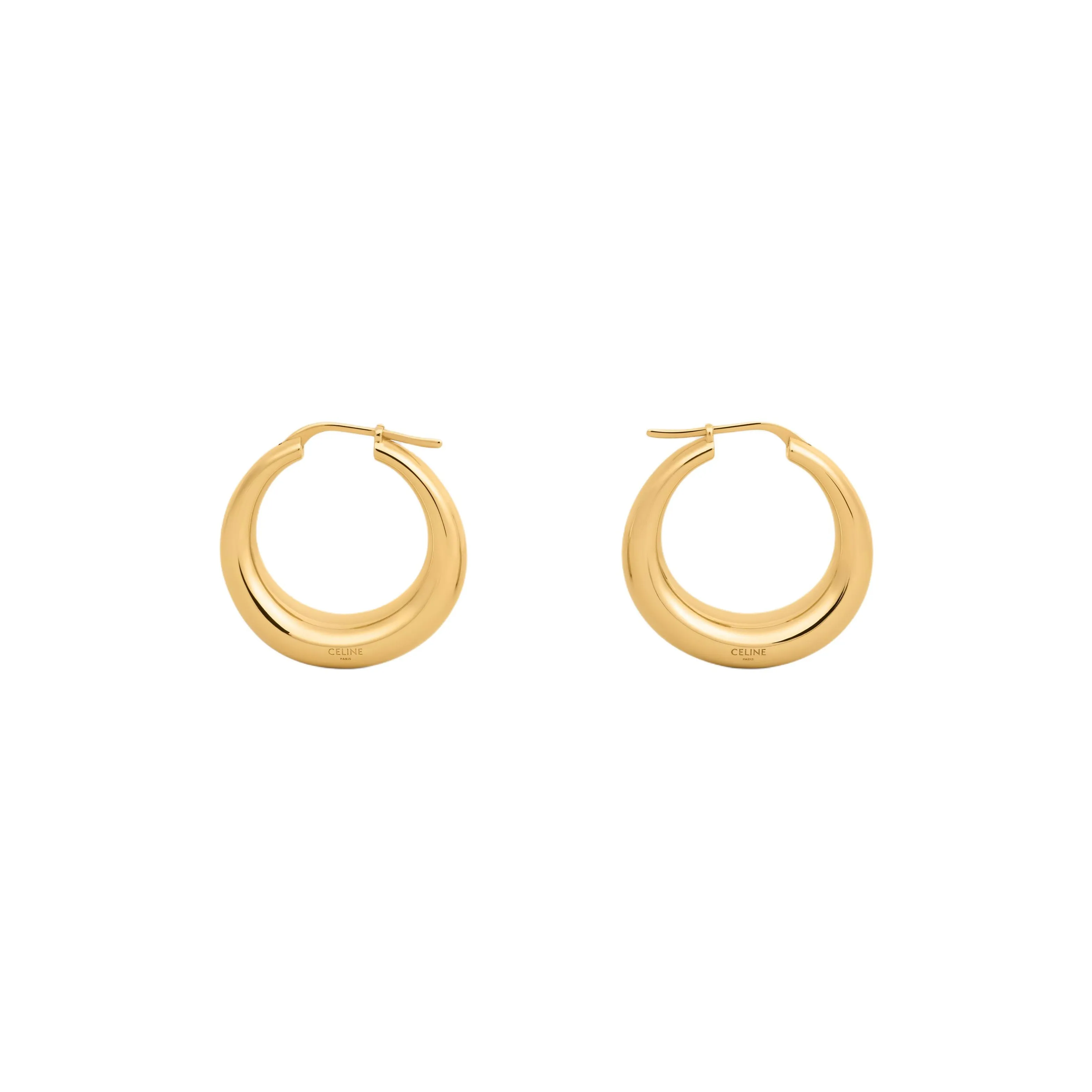 CELINE Formes Abstraites Hoops In Brass With Gold Finish