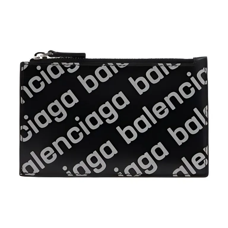 Balenciaga Cash Calfskin Long Card Clip Wallet Men's Black