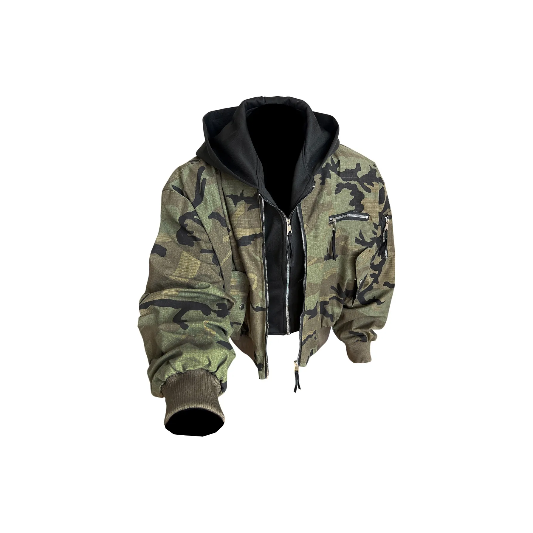 H.V.G.A Jackets Coats Unisex Distressed Camouflage