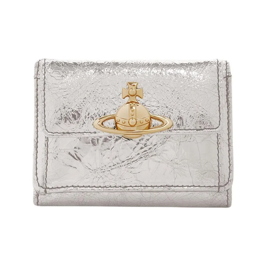 Vivienne Westwood Leather Wallet Trumpets Women's Silver