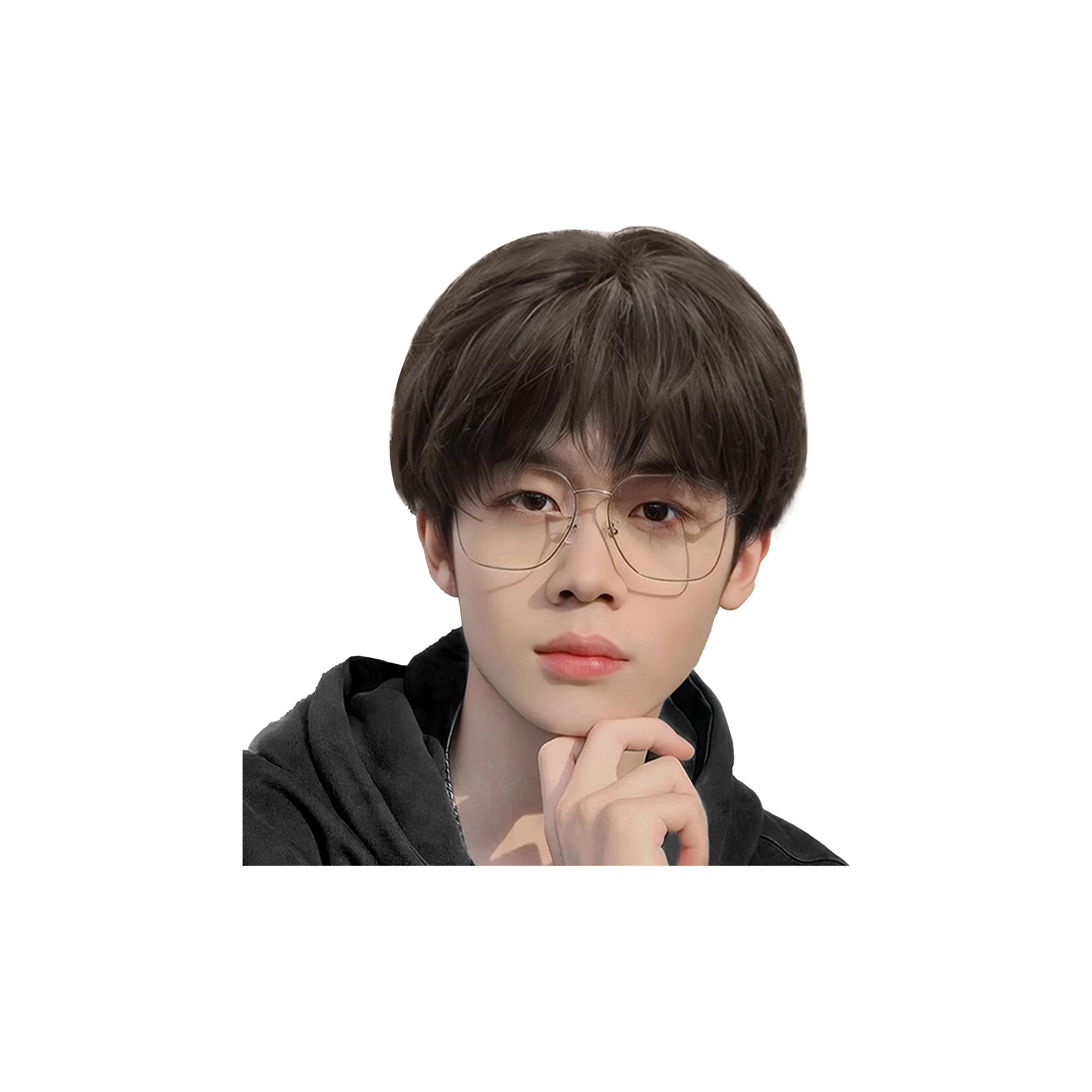 UMIFFA Корейский стиль Мужской Повседневный Короткие волосы Микро Секционный Шапка Мужской Hazelnut Gray Brown Парики Мужской Full Голова Набор