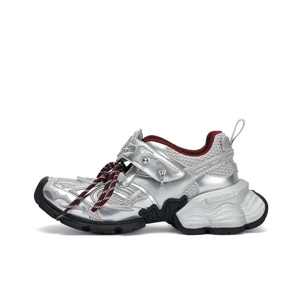 SUGARSU SUGARSU 25 Spring Snake Year Vintage Lace Up Height Increasing Casual Mary Jane Shoes Women's Millennium Silver