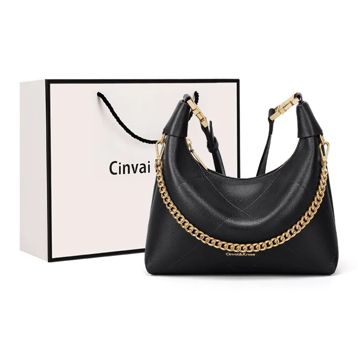 CinvaiKrose Сумка через плечо из синтетической кожи портативная сумка-полумесяц маленькая женская черная коричневая