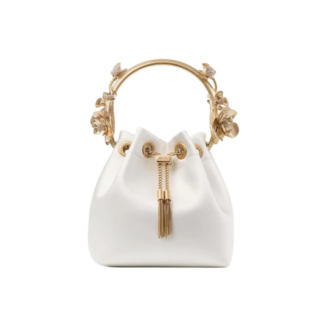 Jimmy Choo Fabric Handbag Trumpets Women's Ivory White & Gold