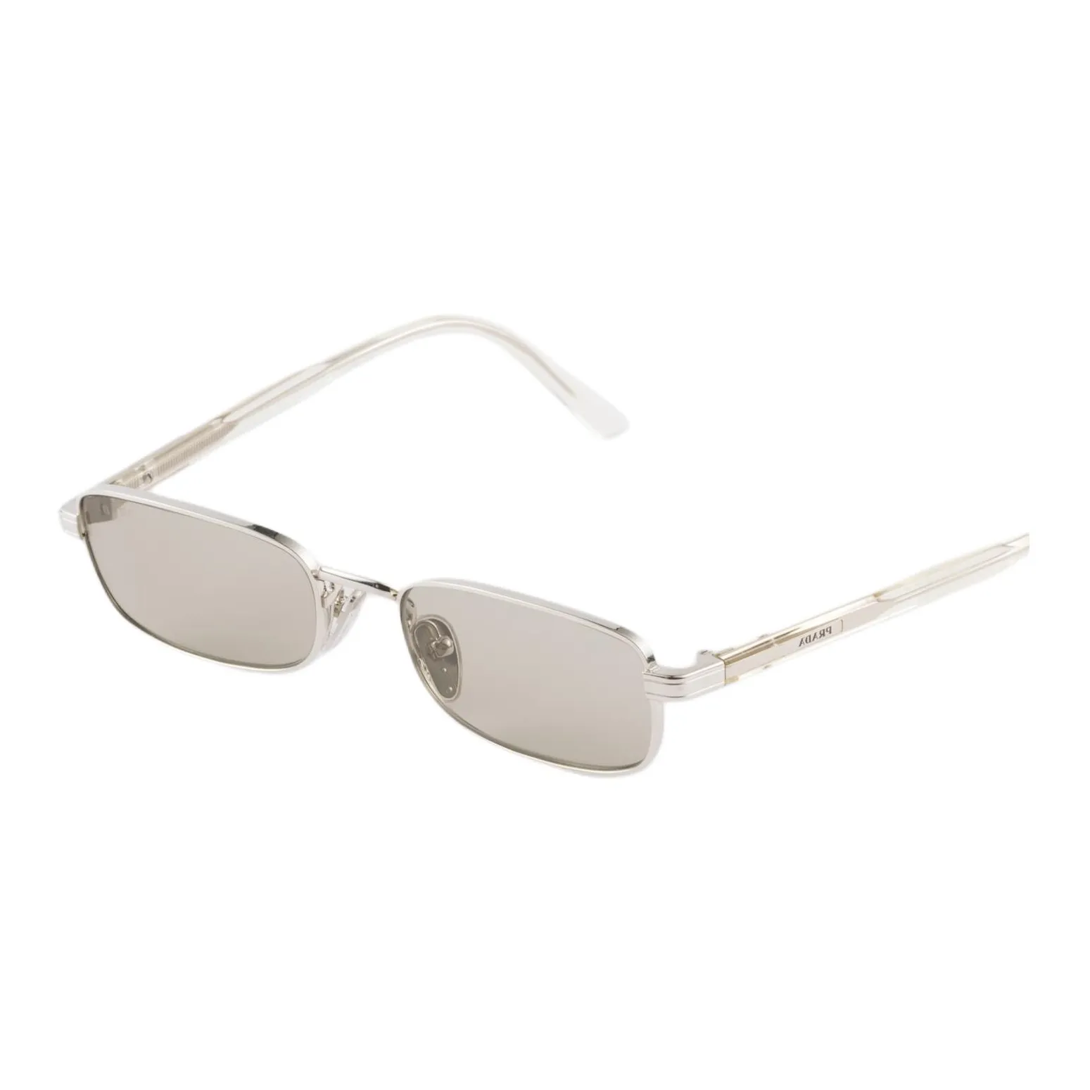 PRADA Металл Квадратные Солнцезащитные очки Мужские Серебряные