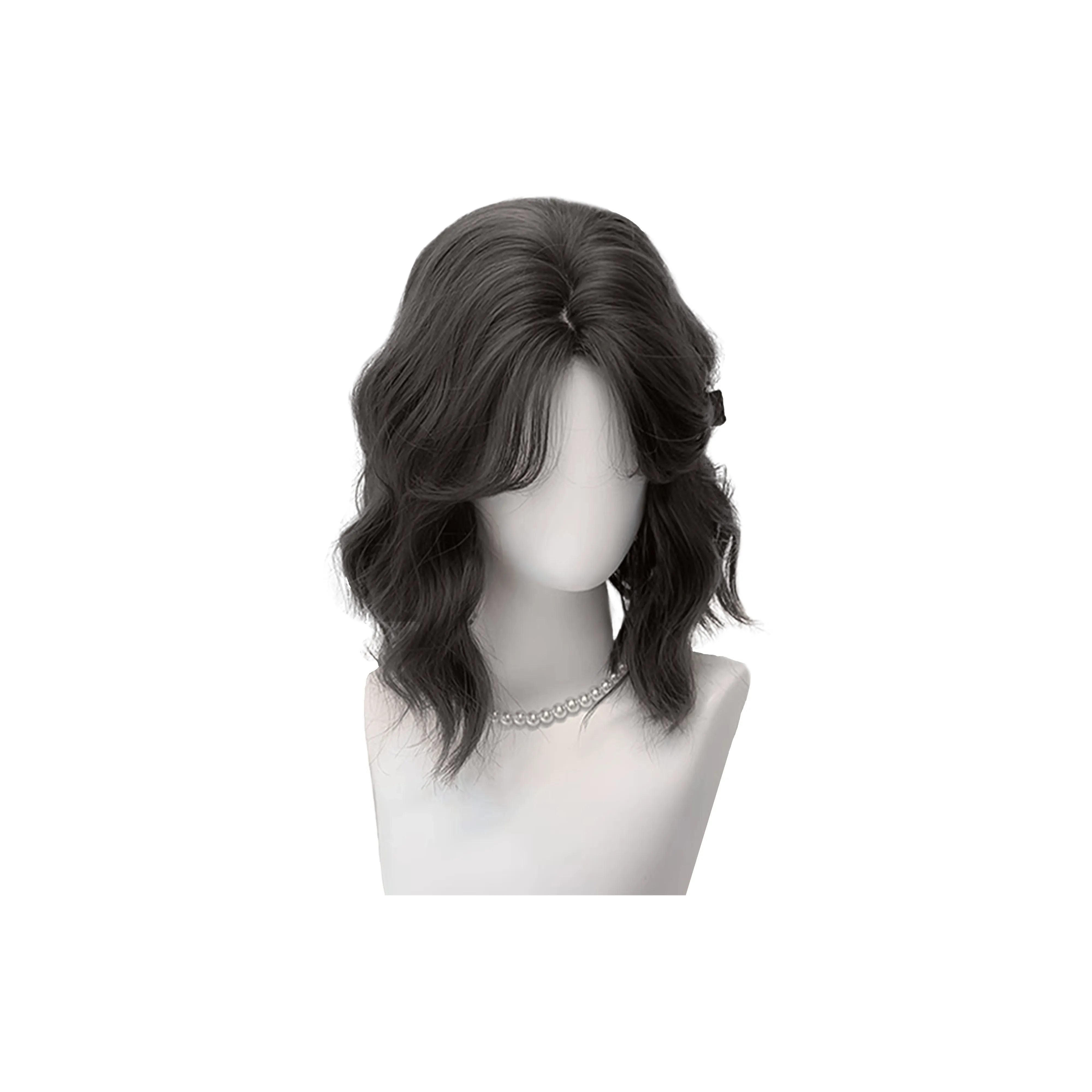 UMIFFA [Персик Также] Женская Перука Средняя Разделенная с Несколькими Лосками Покрой Боб Короткие Кудрявые Волосы