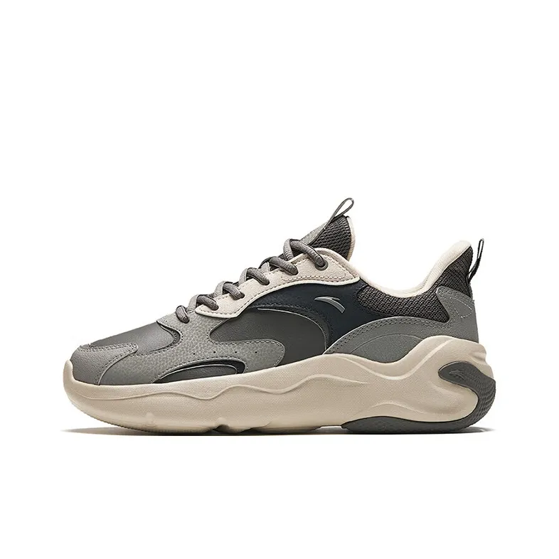 ANTA Gravitation Амортизация Устойчивый к истиранию Увеличение высоты Низкий топ Кроссовки для бега Мужской Серый Белый