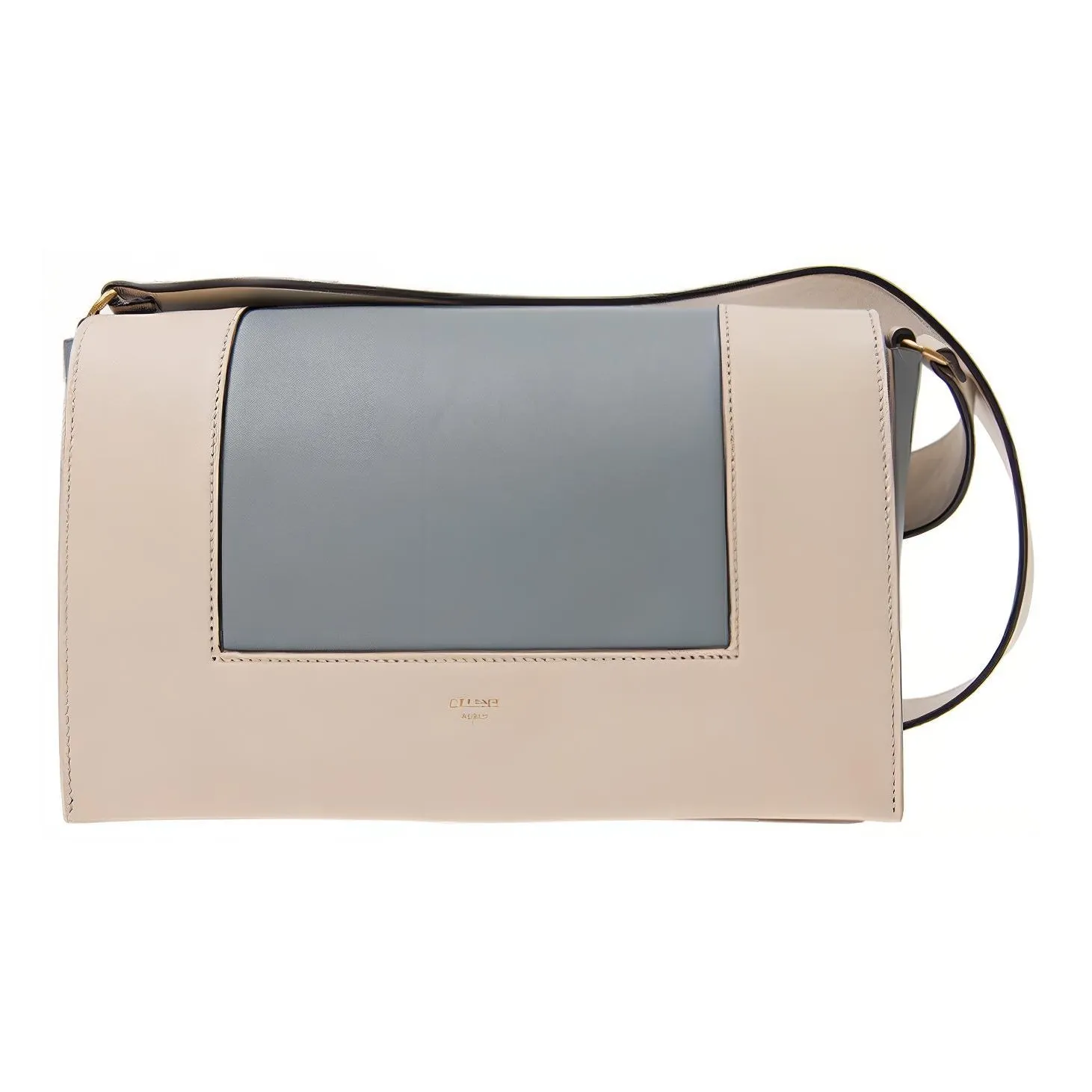 CELINE Frame Smooth Calf Leather Handbag Shoulder Bag Crossbody Bag Regular Women's Smoke Blue/Beige