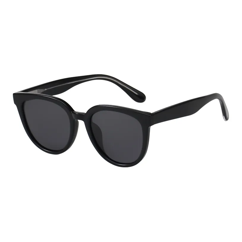 LOHO TR90 Round Travel Photography Super Light Spring Blush Fresh Look Slim Face Sunglasses Unisex Bright Black Caramel