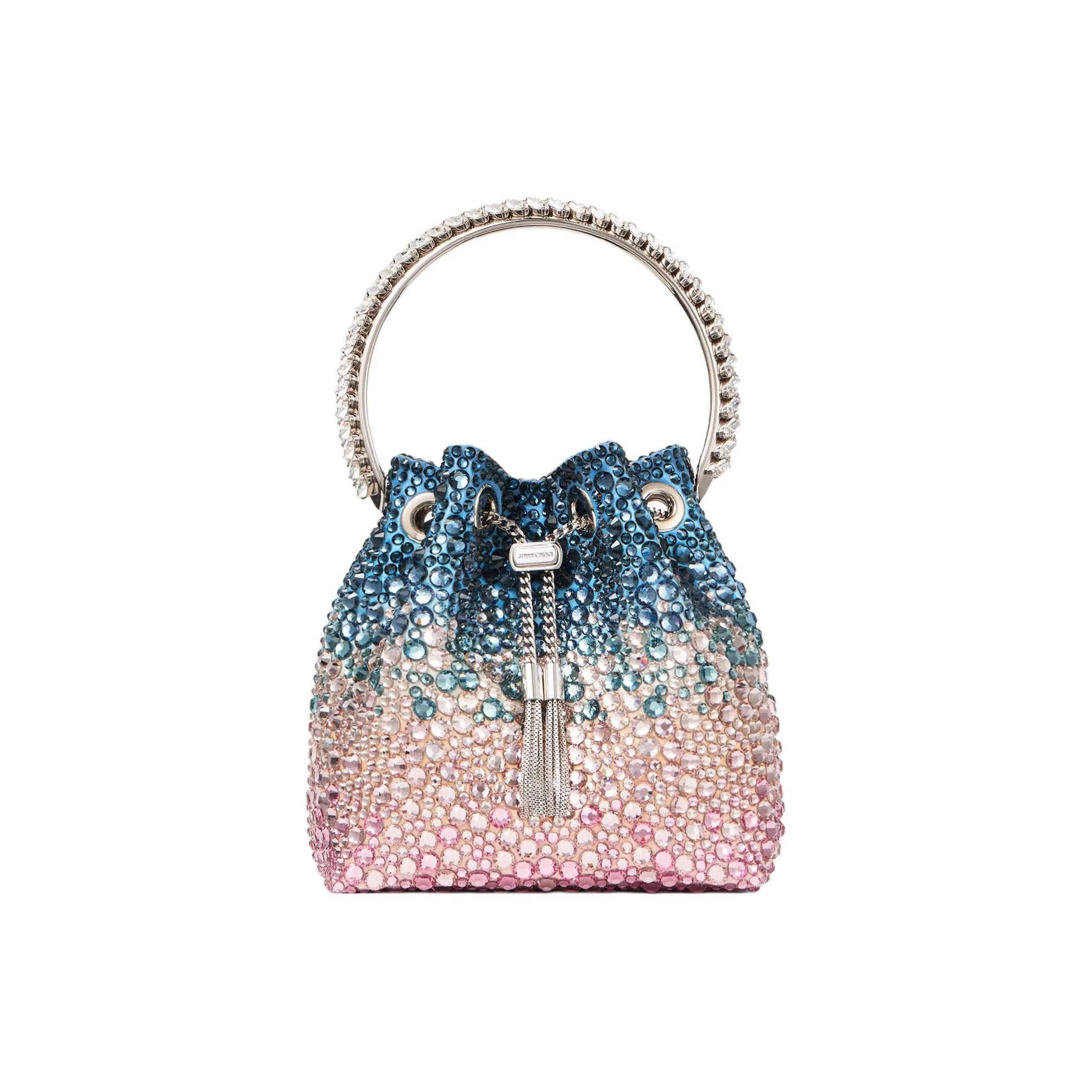 Jimmy Choo Satin Bucket Bags Shoulder Bag Crossbody Bag Handbag Women's Blue & Pink