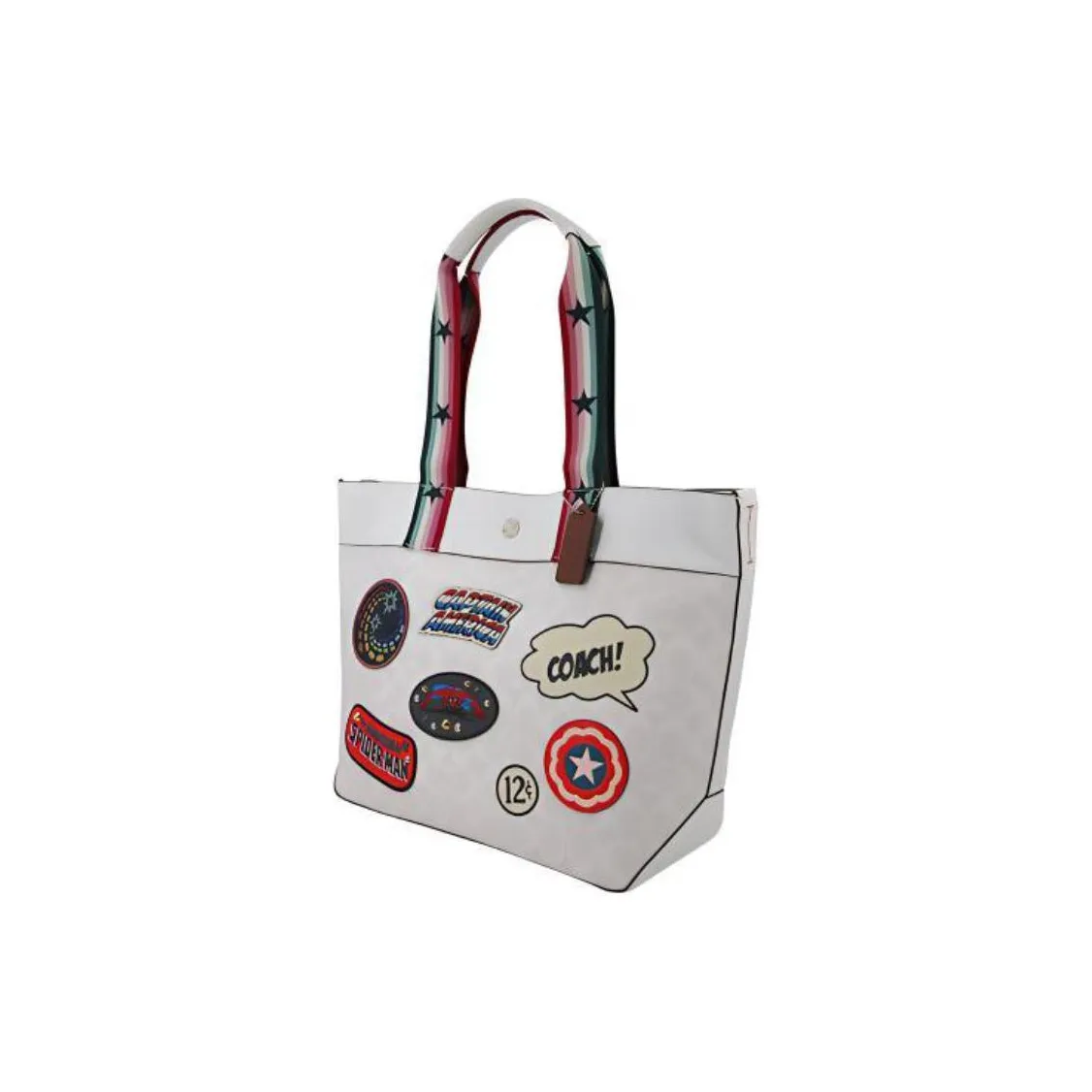 COACH X Marvel Коллаборация Jes Кожа Тоут Сумка Сумка для покупок Сумка Сумка через плечо Женская Белая