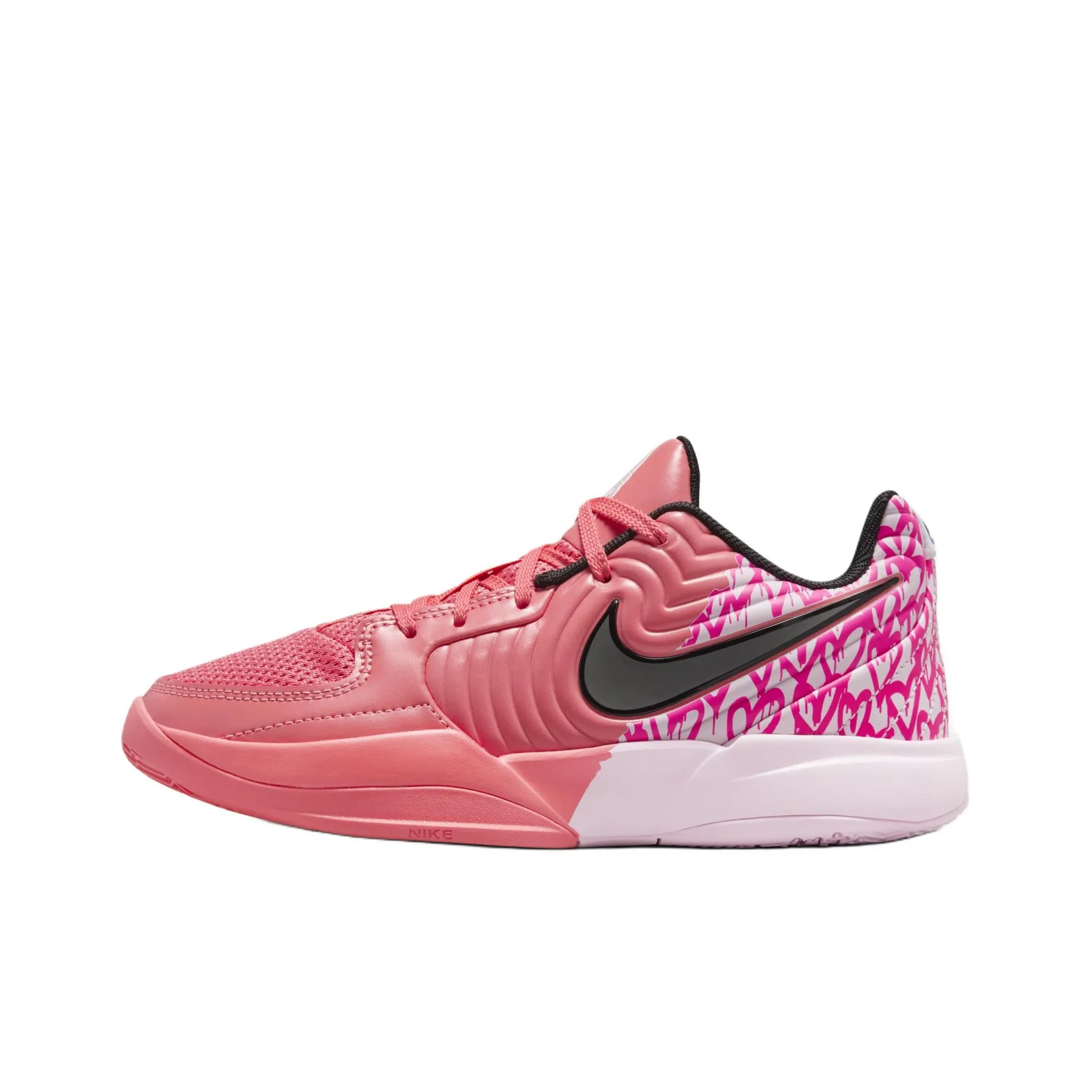 Nike Ja Morant 2 Slip-Resistant Abrasion-Resistant Low Top Children's Basketball Shoes Pink White Найк Ja Morant 2 Противоскользящие Устойчивые к Износу Низкий Топ Детские Баскетбольные Кроссовки Розовый Белый