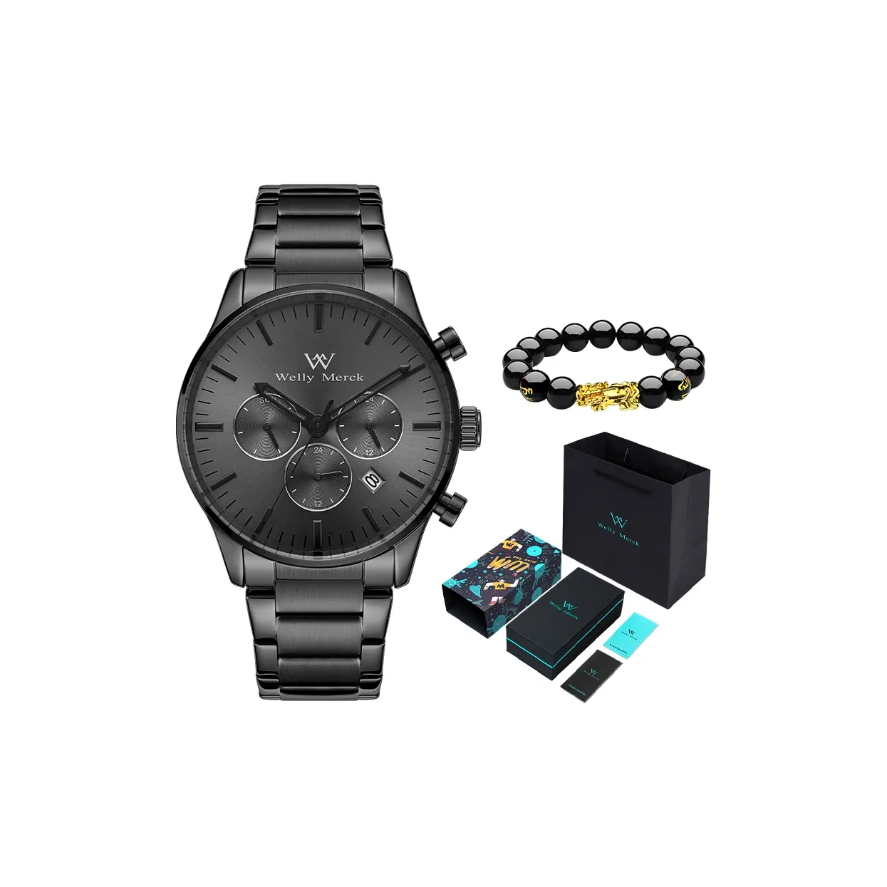 Коллекция Welly Merck Darth Vader Кварцевый механизм ремешок из нержавеющей стали черный циферблат мужские часы