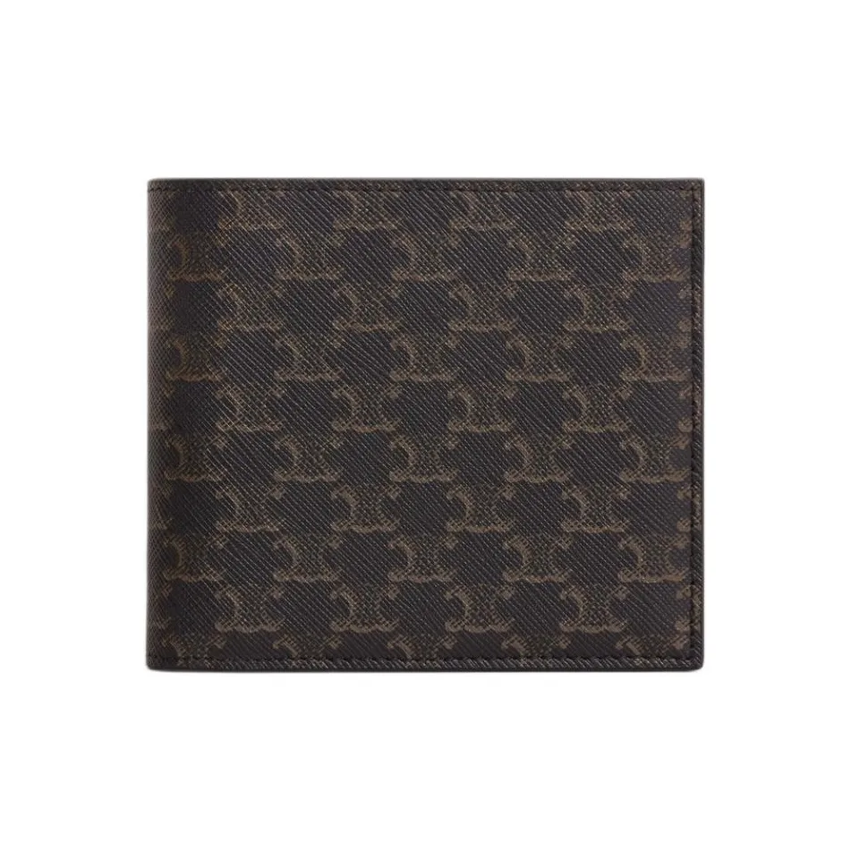 CELINE Grain Leather Wallet Men's Brown