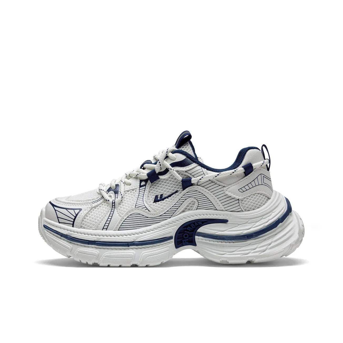 Warrior Wear Resistant Wide Coverage Lightweight Low Top Chunky Sneakers Unisex Beige Blue