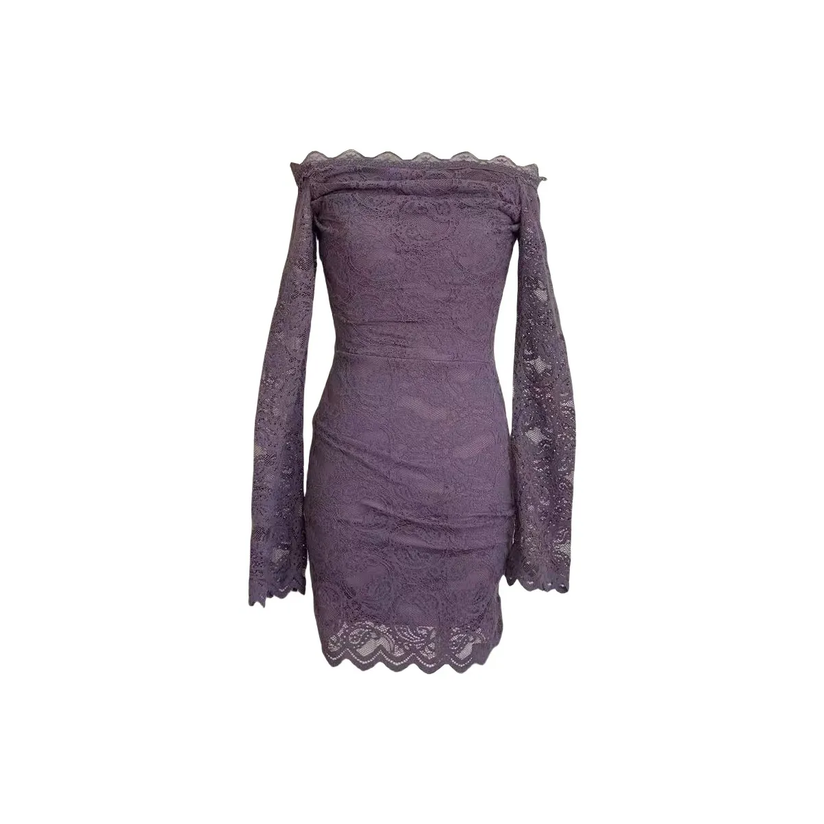 FOCOS STUDIO Длинное платье с длинными рукавами женское фиолетовое