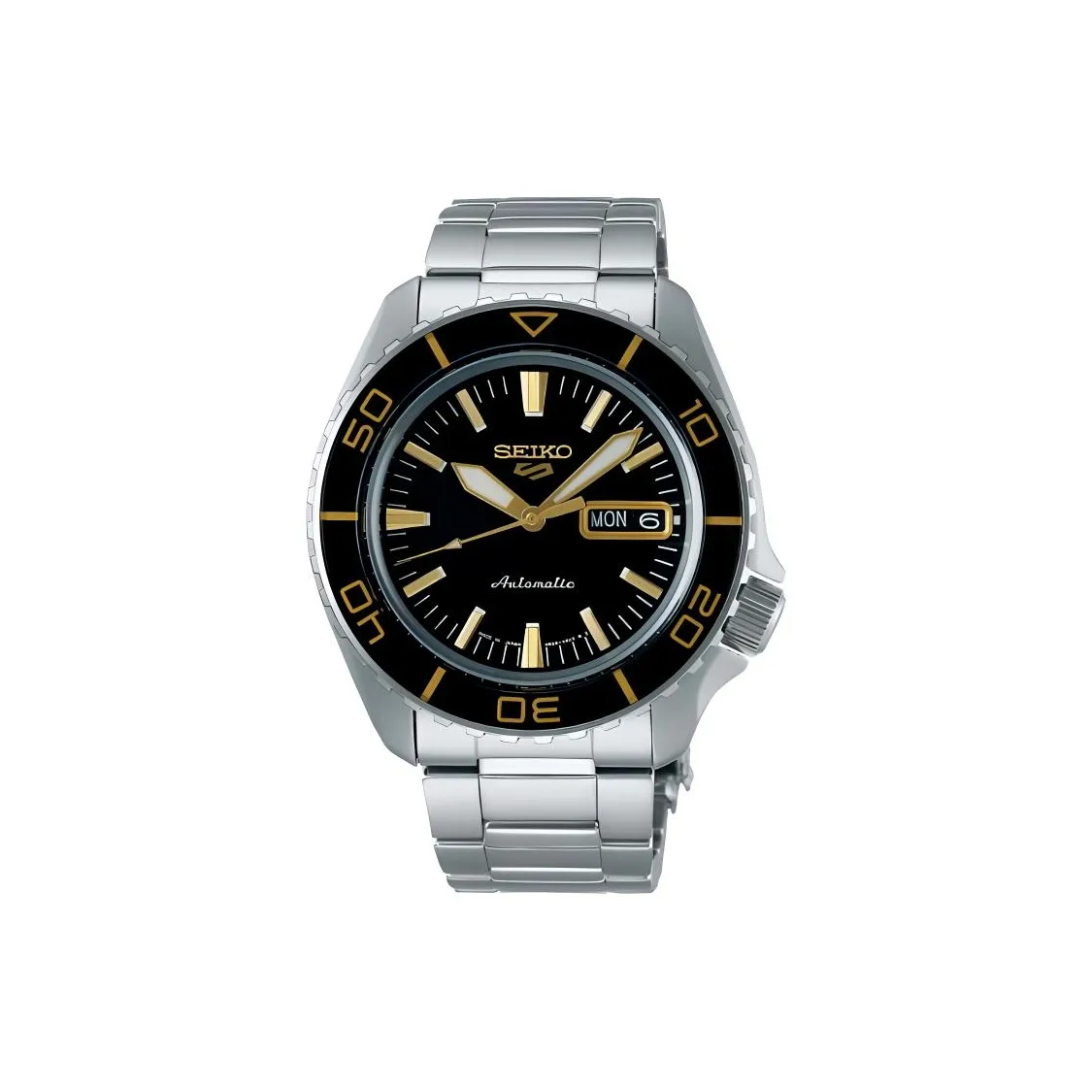 SEIKO Automatic Mechanical Movement Stainless Steel Strap Watch 42.5mm Men's Watches Black Dial