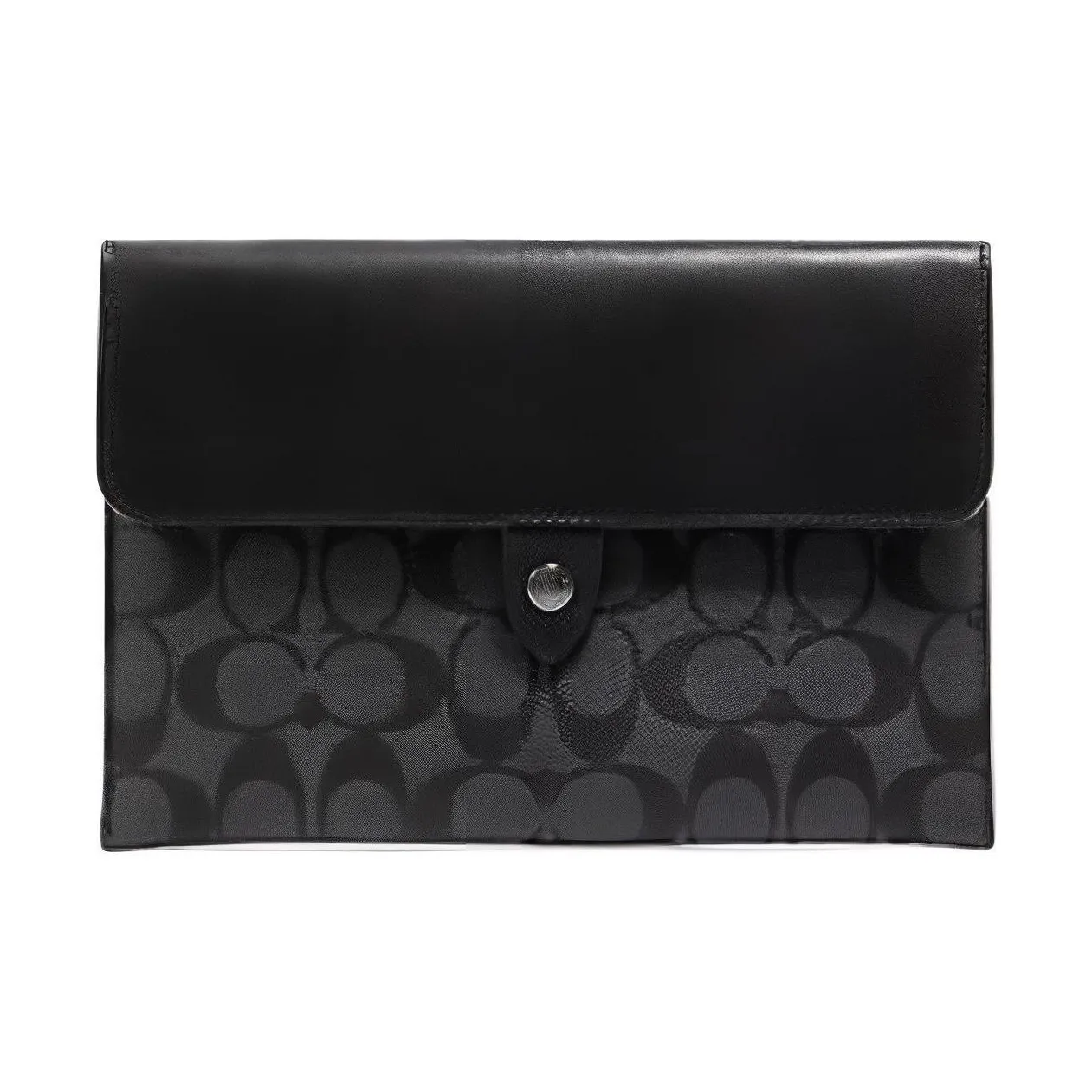 COACH Tablet Canvas With Leather Card Holder, Wallet Medium Size Men's Black