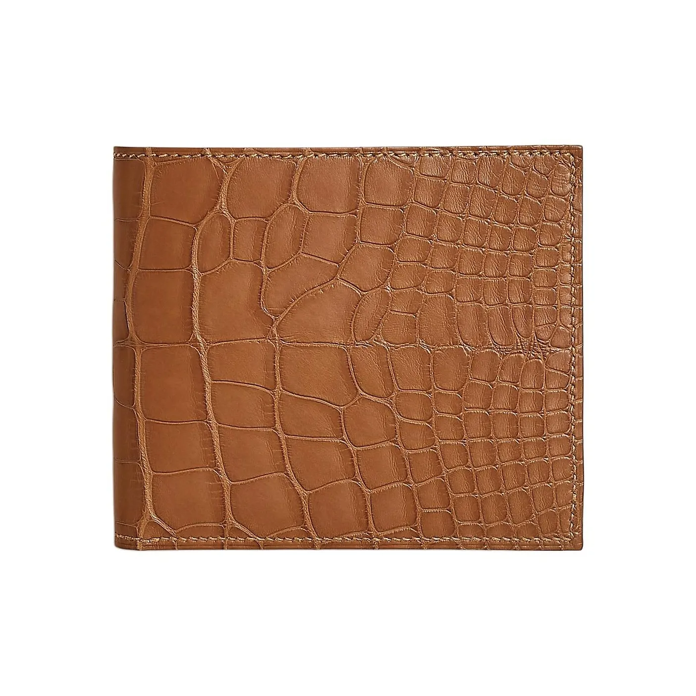 HERMES MC² Euclide Matte Crocodile Leather Wallet Men's 37 Gold Gold Brown