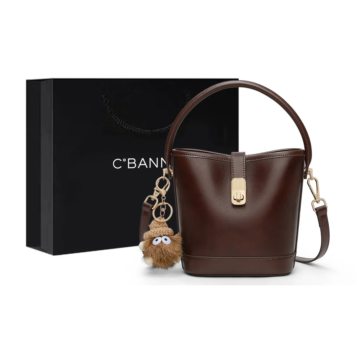 C°BANNER Коровья кожа Сумка через плечо Сумка Сумка-ведро Большая Женская Винно-кофейная