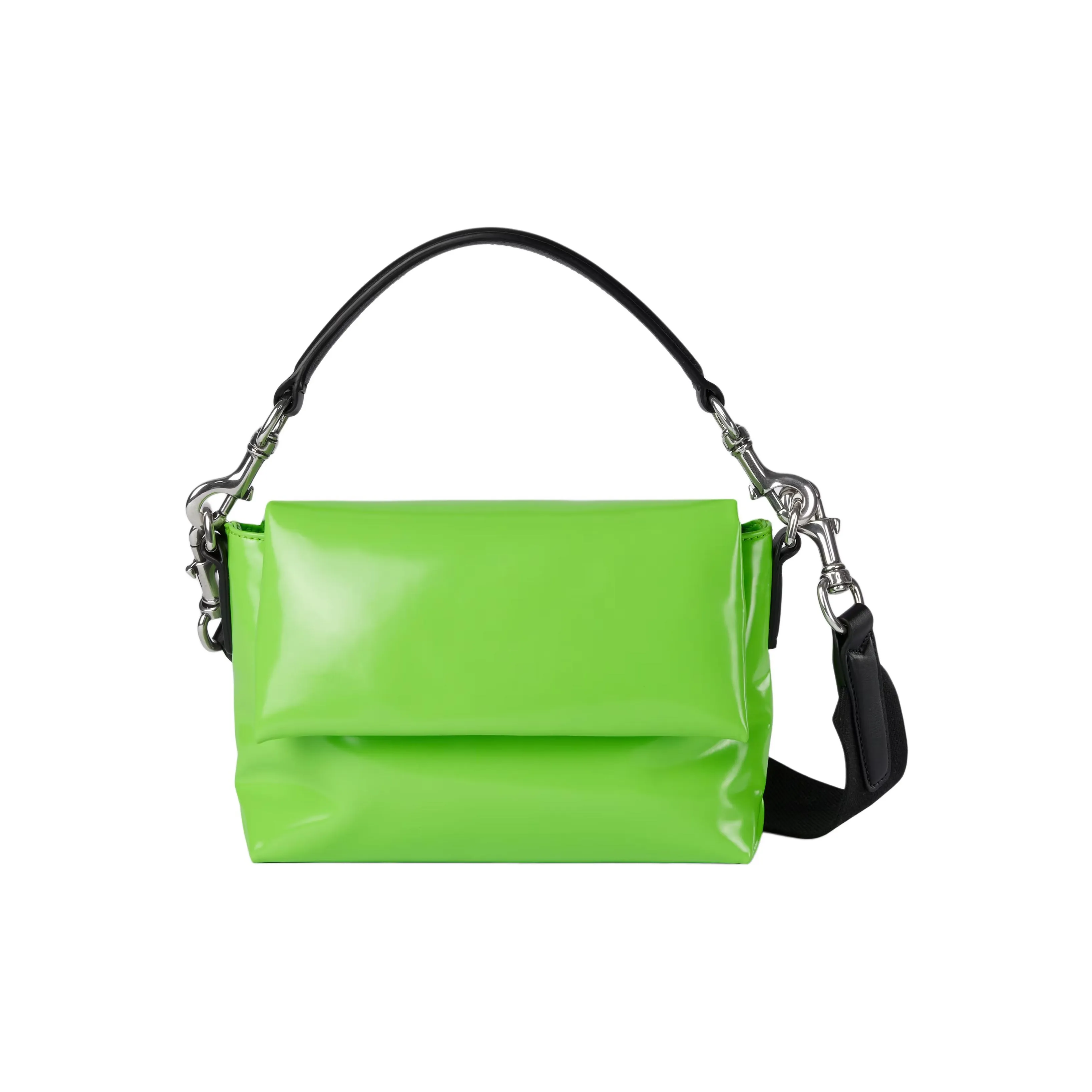 GUCCI Patent Leather One Shoulder Handbag Trumpets Women's Bright Green