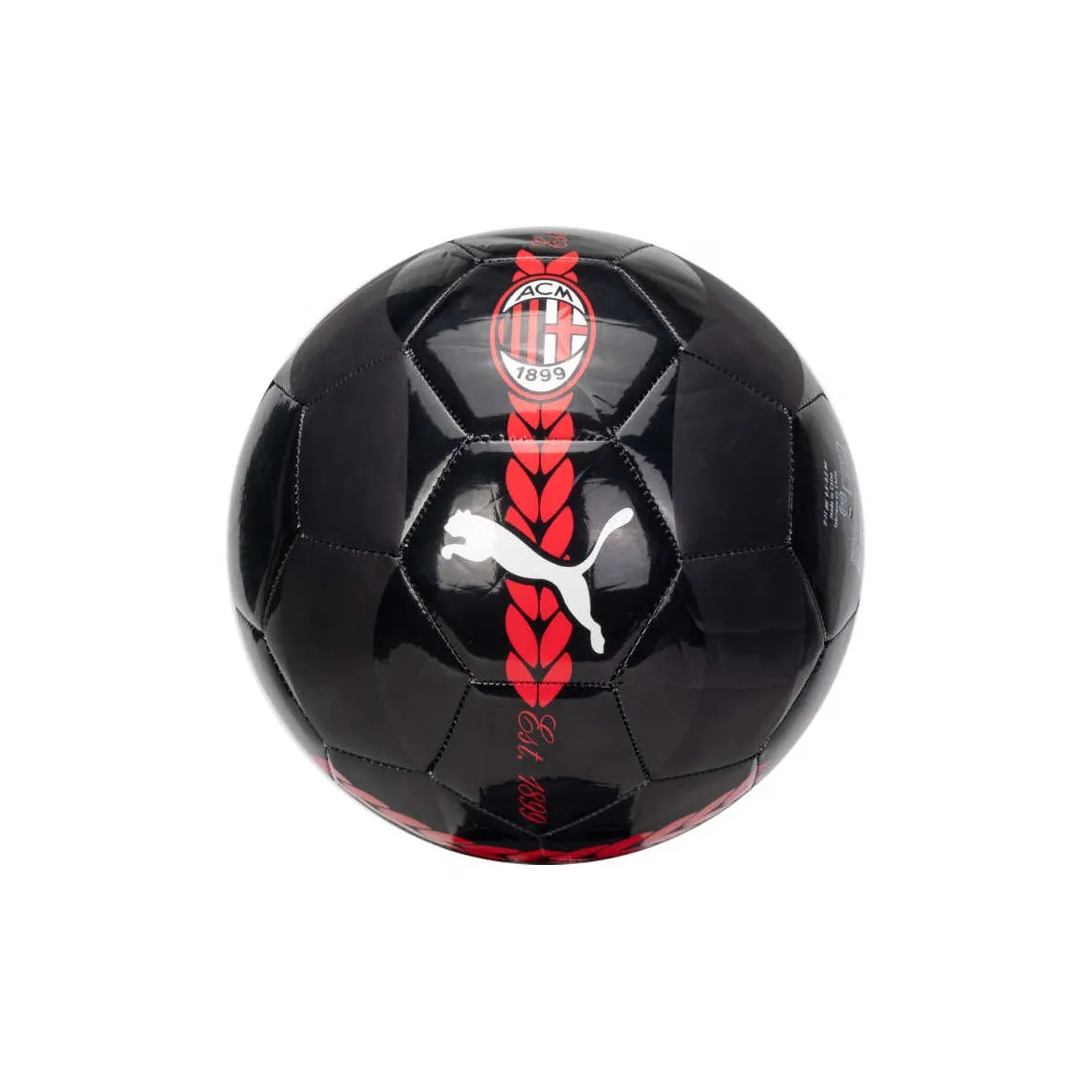 PUMA Ac Milan Soccer PU Hand Stitched Soccer Ball Unisex Black Red