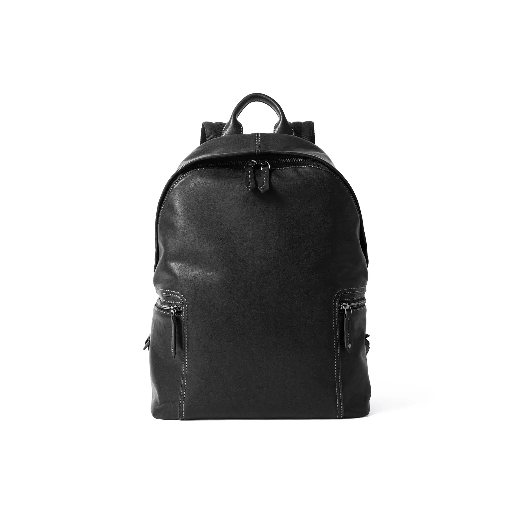Sharkborough Vegetable Tanned Top Grain Cow Leather Casual Business Commute Backpack Regular Men's Black