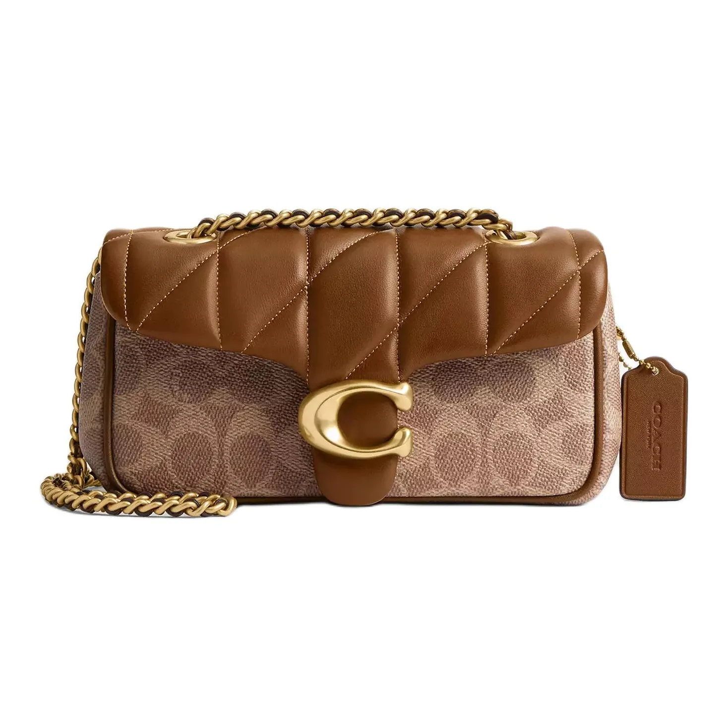 COACH Tabby Покрытый холст Сумка через плечо Маленькая Женская Коричневая