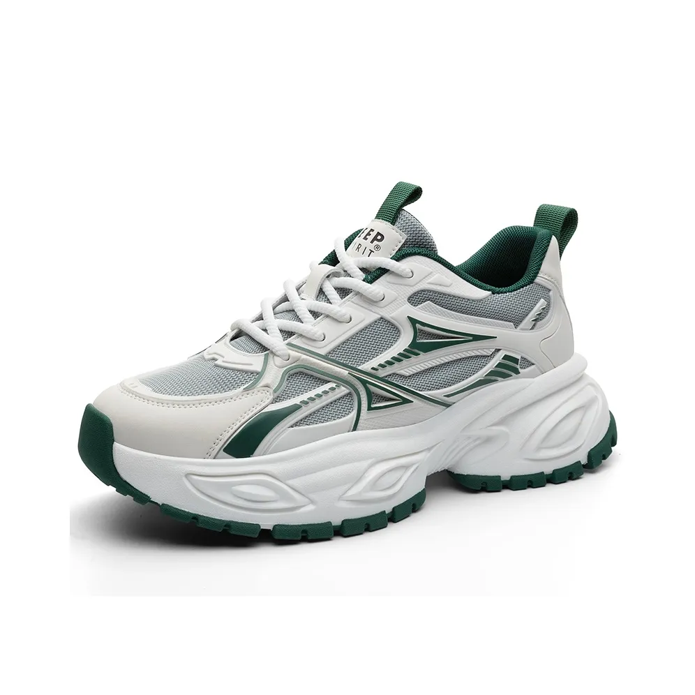 JEEP SPIRIT Мечтательный Лес Vitality Меха Стиль Низкий Топ Кроссовки с Толстой Подошвой Мужской Глазурь Зеленый