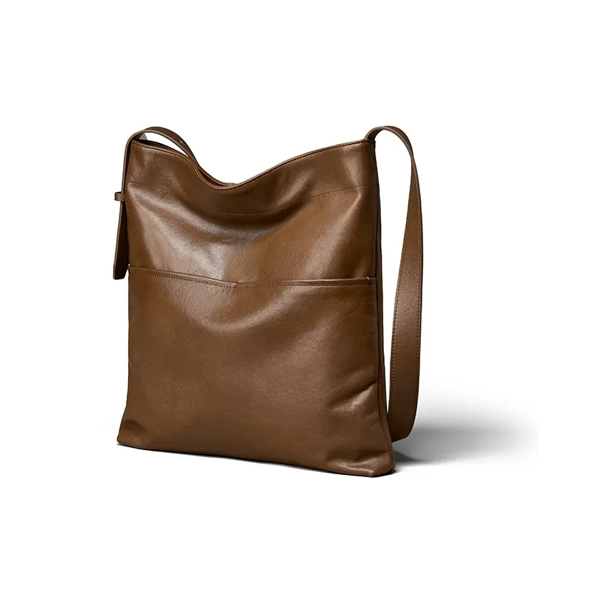 KAISER Первый слой Растительное дубление Коровья кожа Ведрообразная сумка Сумка на плечо Женская Закатный оранжевый Кофе Черный