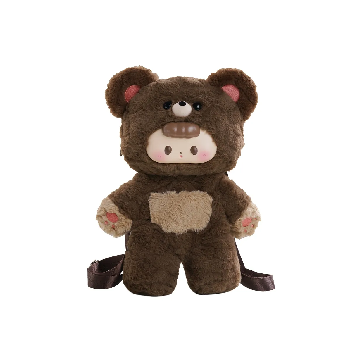 Holding Bamboo Polyester Backpack Medium Size Women's Brown
