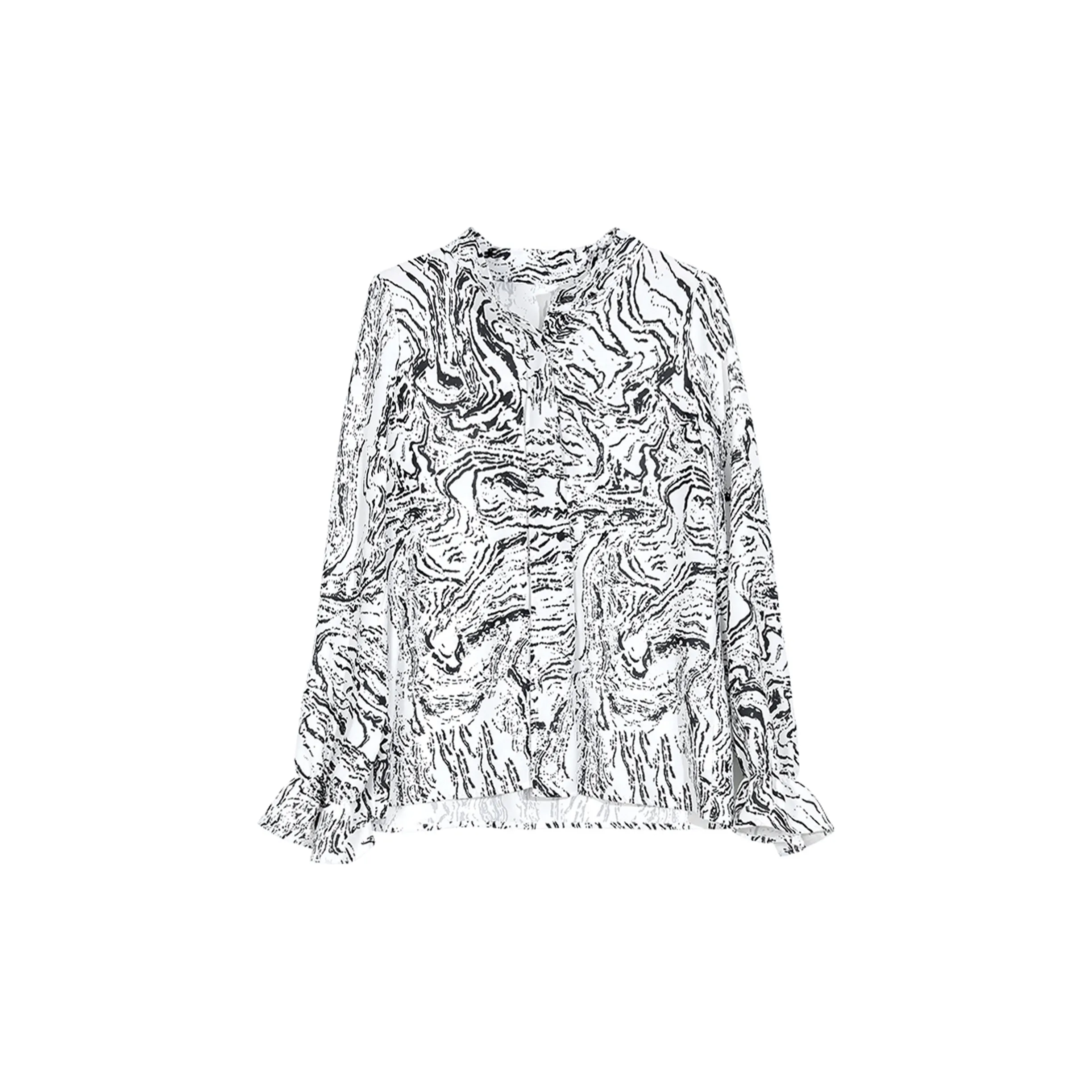Wbwq Shirt Women's Black And White Florals
