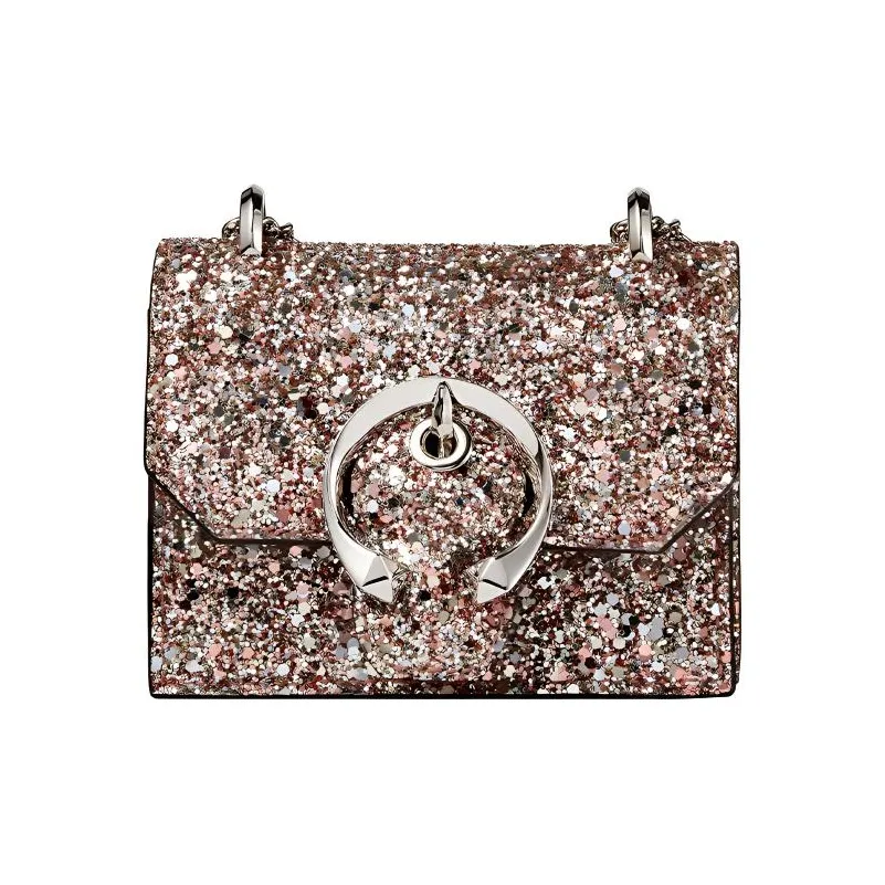 Jimmy Choo Glitter Fabric Small Square Bag Crossbody Bag Shoulder Bag Mini Women's Pink