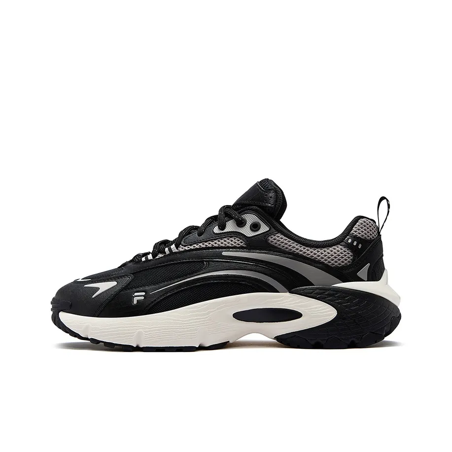 FILA FUSION Кольцо Устойчивый к истиранию Низкий Топ Повседневная обувь Мужская Черный Серый