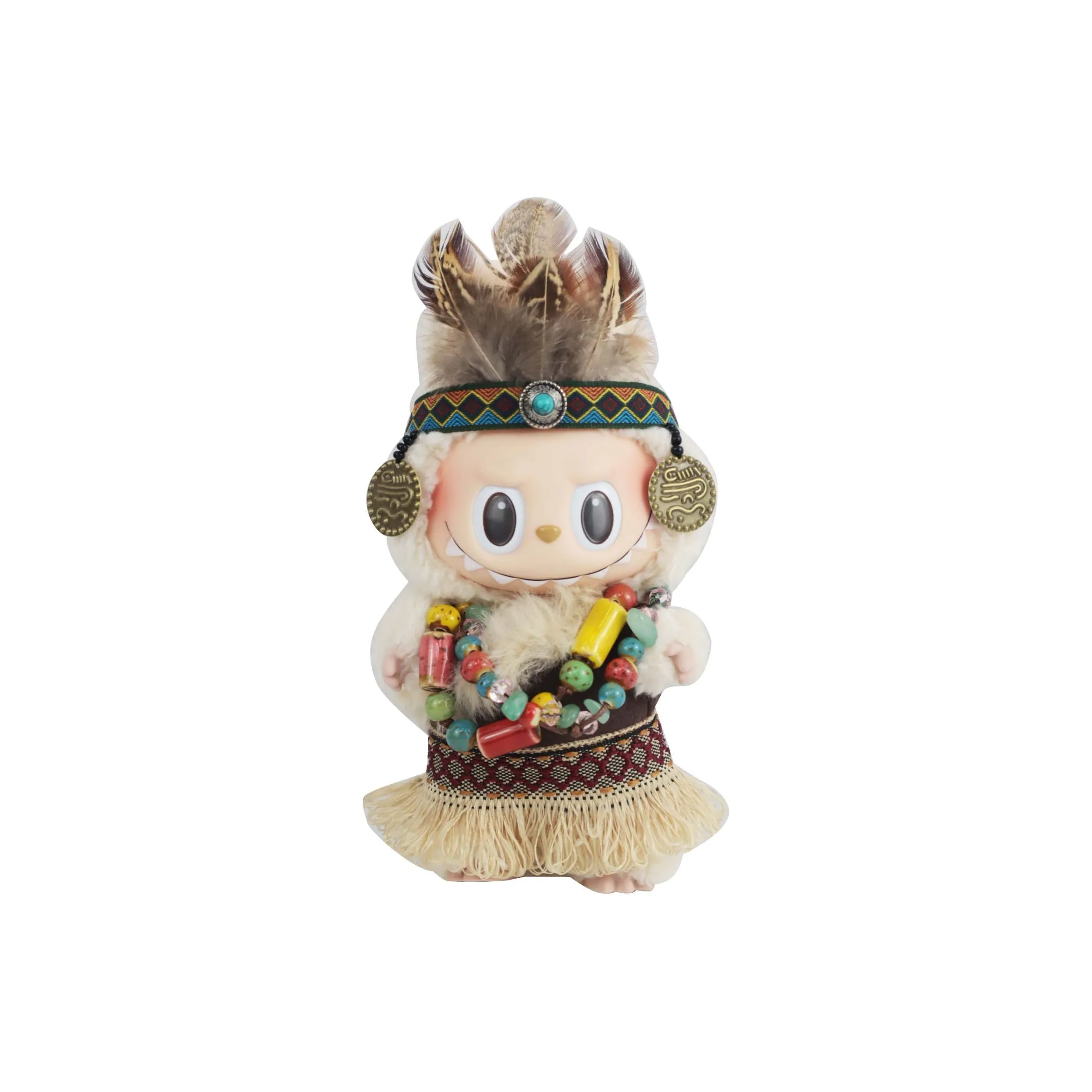 [Dress Up Doll] POP MART LABUBU THE MONSTERS Heartbeat Macaron Vinyl Face Tribe Chief Hang Tag Box 17cm