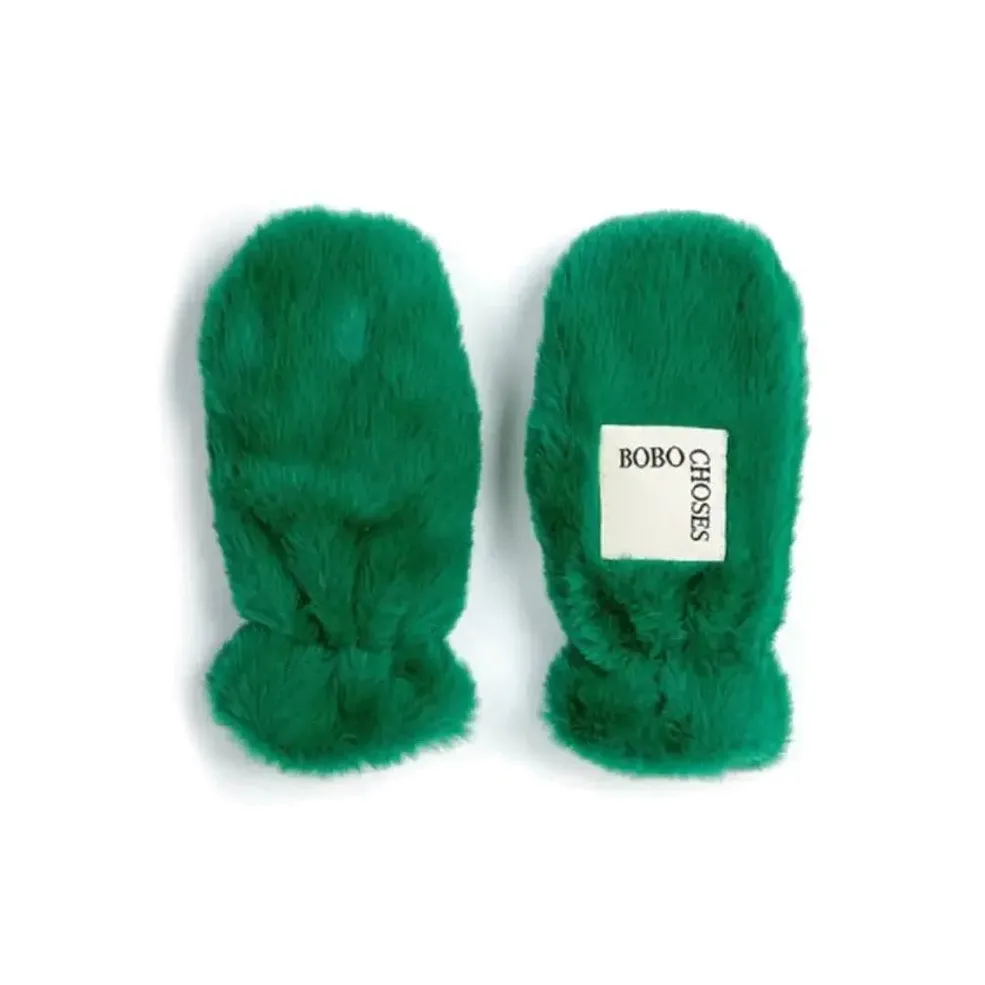 BOBO CHOSES Fur Knit Gloves Kids' Green