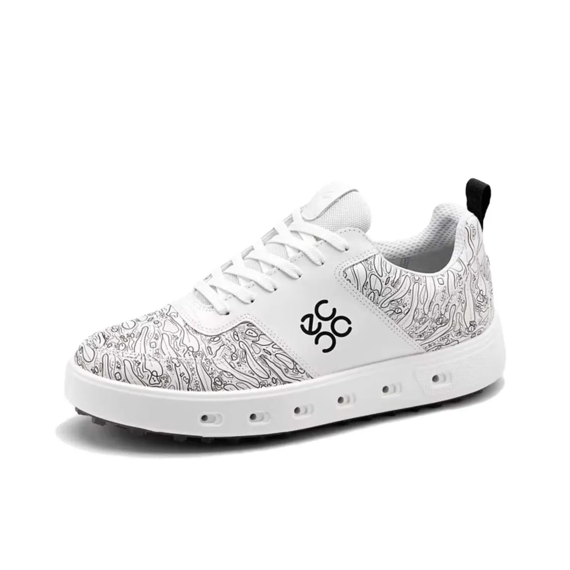 Ecco Street 720 Series Амортизаторы Slip-Resistant Низкий Топ Обувь для гольфа Мужская Белая