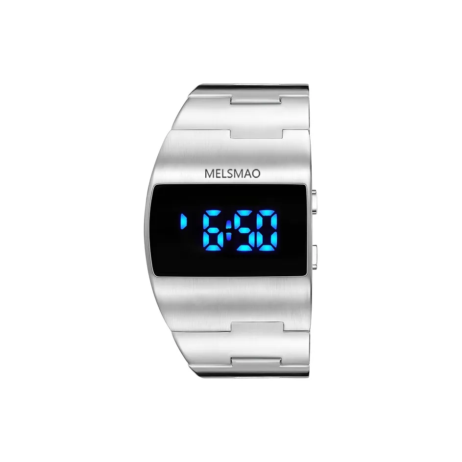 MELSMAO Модный Робот LED Узор Craft Наручные часы Кварцевый механизм Сплав Ремень Часы Мужские Черный Циферблат