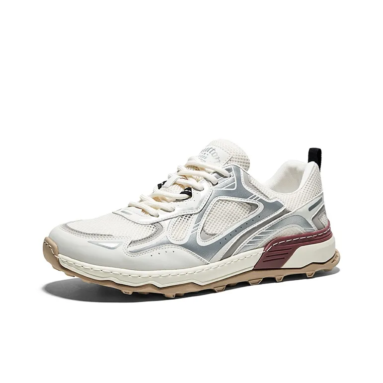 Hautton Jeans Lightweight And Breathable Low Top Casual Shoes Men's White Silver